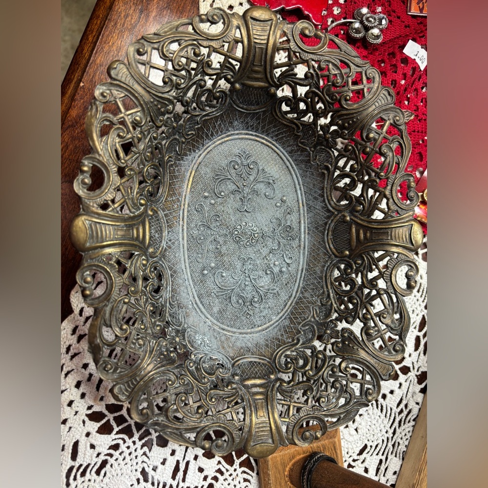 Vintage Italian Filigree Brass Basket